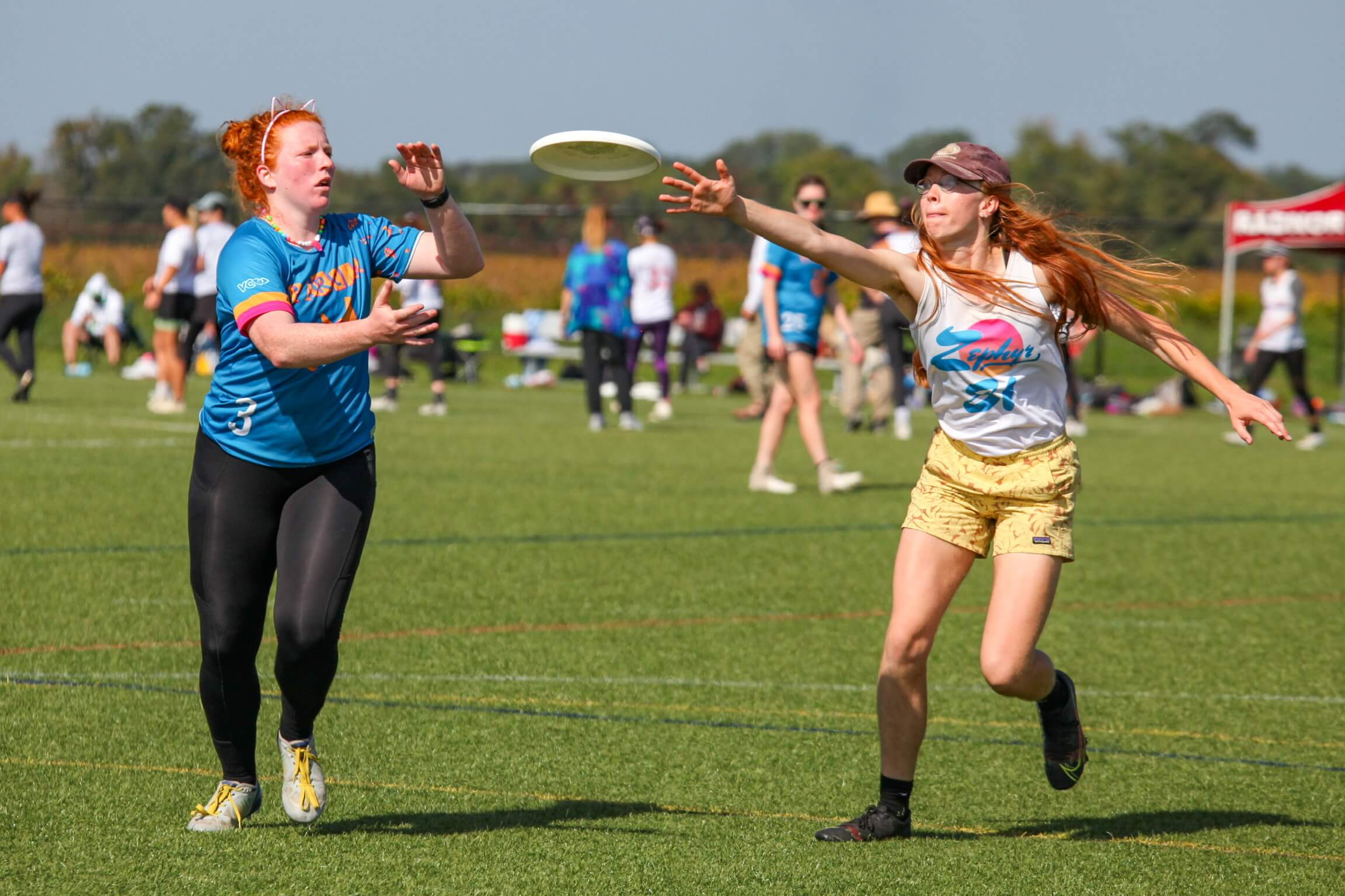 Two players fight for posession